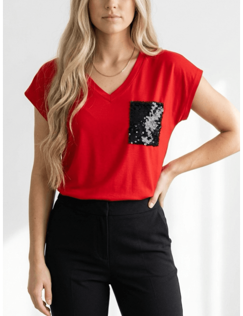 Bluzka z Cekinową Kieszonką