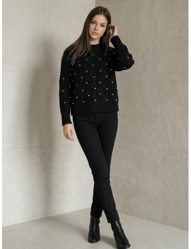 Sweter Ażurowy z Perłami...