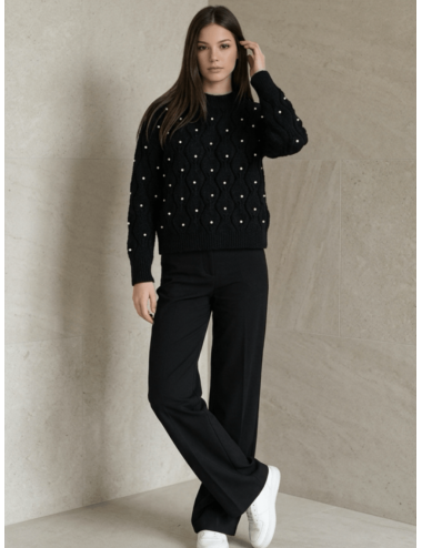 Sweter Ażurowy z Perłami...