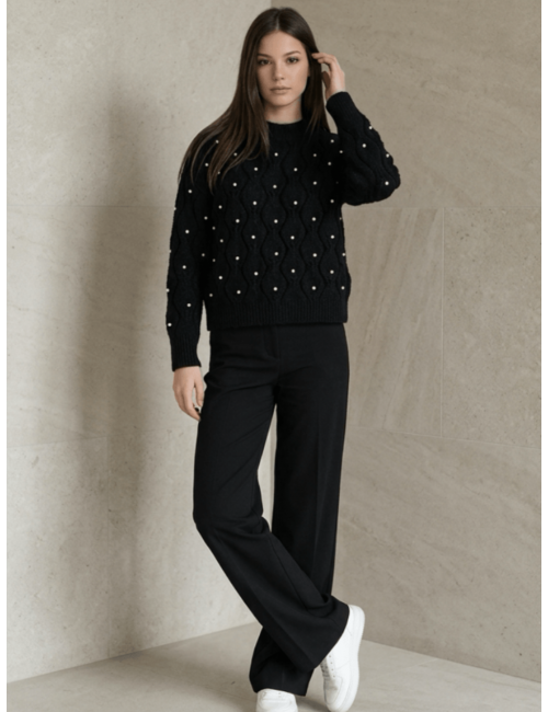 Sweter Ażurowy z Perłami...