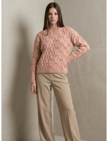 Sweter Ażurowy z Perłami...