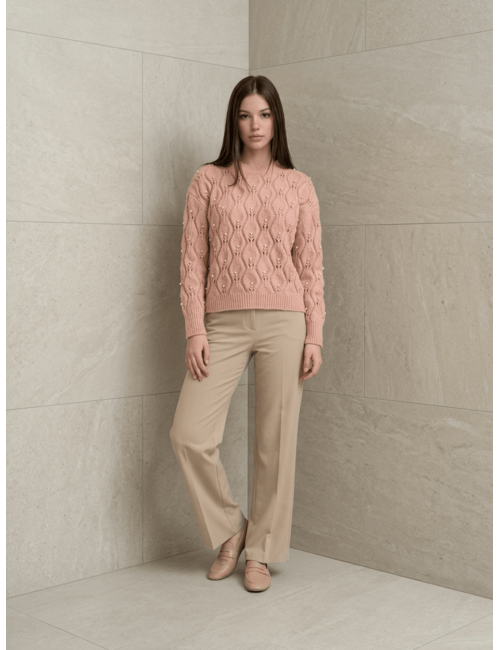 Sweter Ażurowy z Perłami...